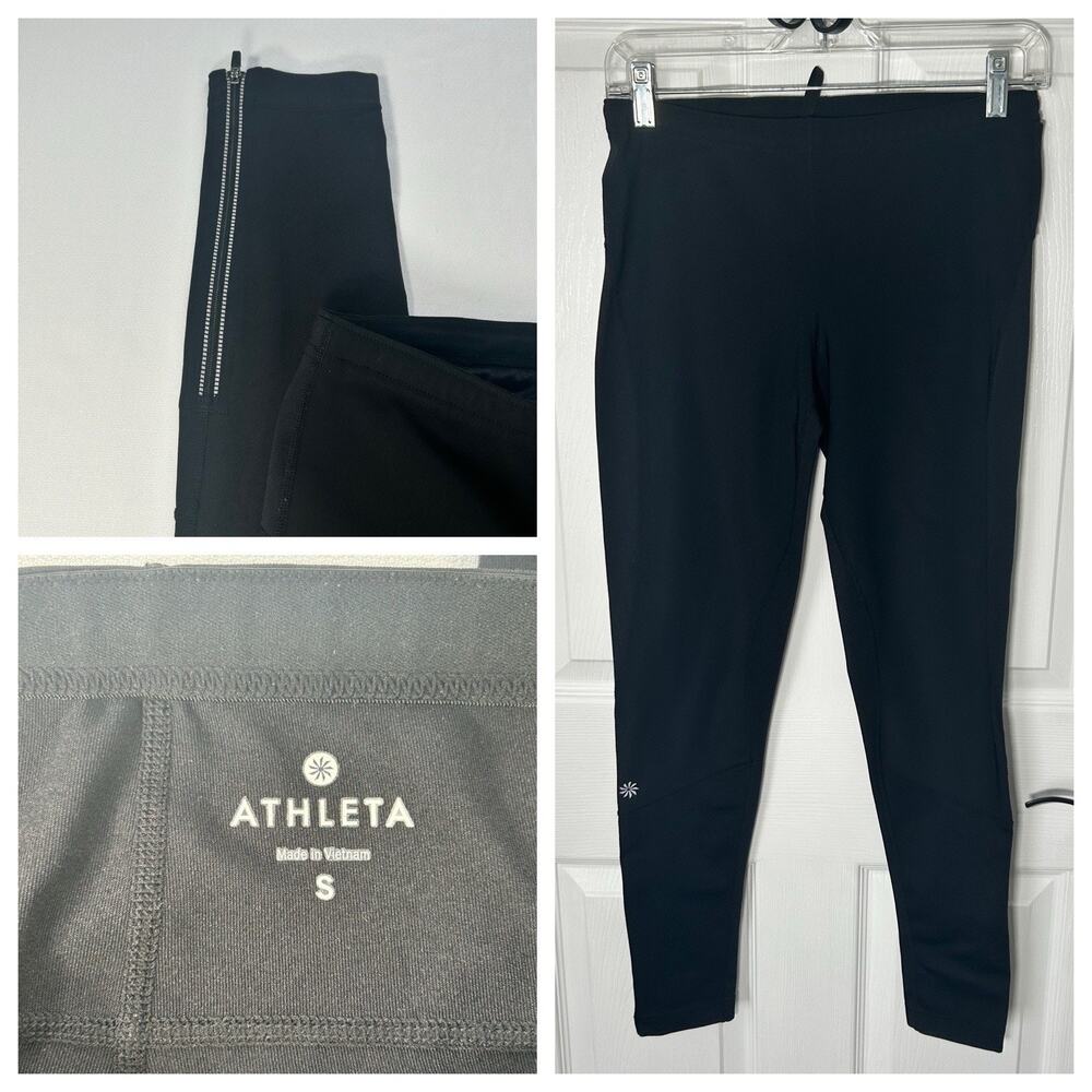 Athleta Women’s Small Leggings Black Soft Fleece Lined Drawstring Waist